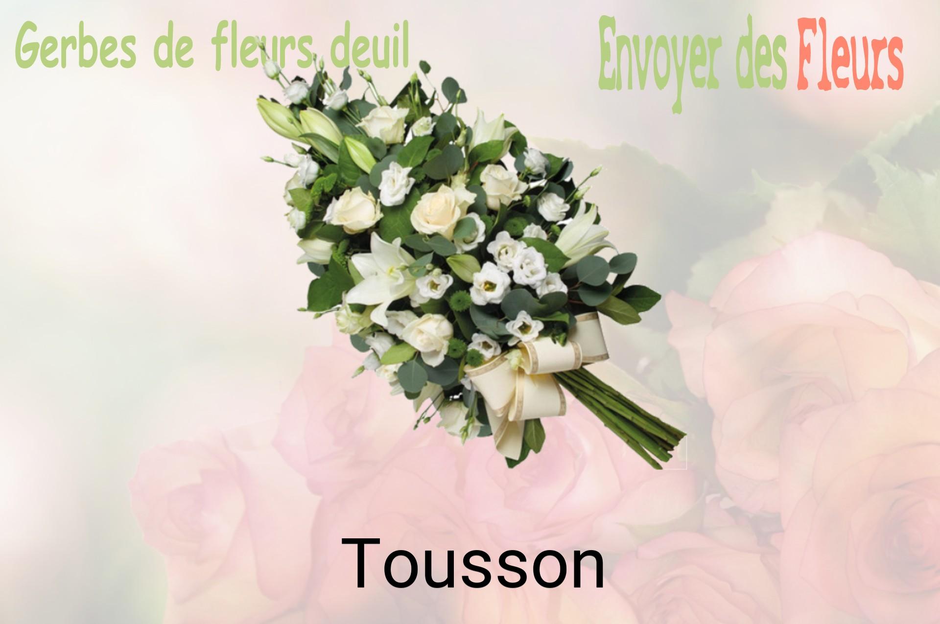 Gerbe de fleurs de deuil livrée à Tousson